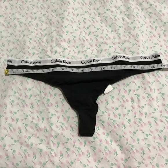 NEW Calvin Klein Carousel Logo XL Cotton Black White Thong Panty - Picture 2 of 5